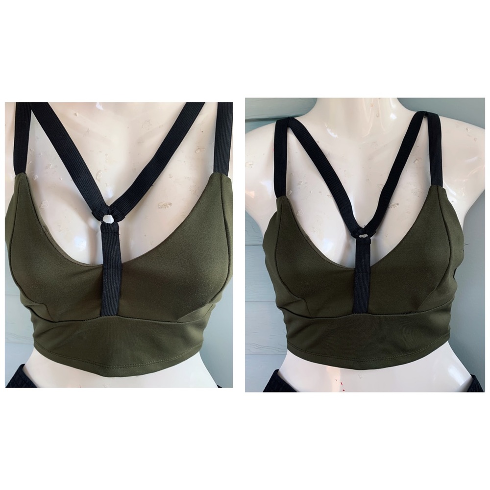 Olive green strappy Crop Top SIze XS